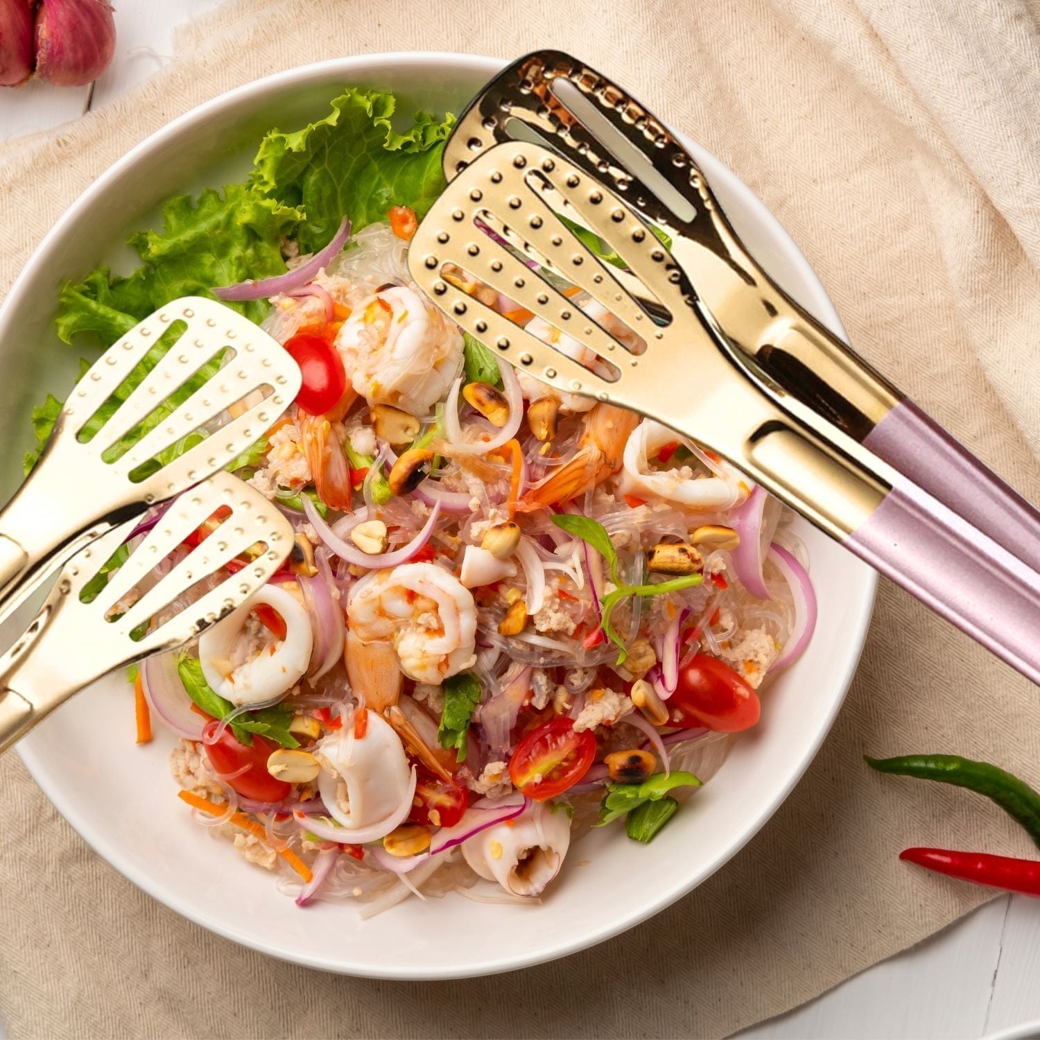 Set 3 Pinzas de Acero para Cocina 23 Cm Santú Home & Deco4#Rosa