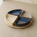 Set 4 Bowls Ceramica en Bandeja Bamboo Redonda 22 cm-Tablas