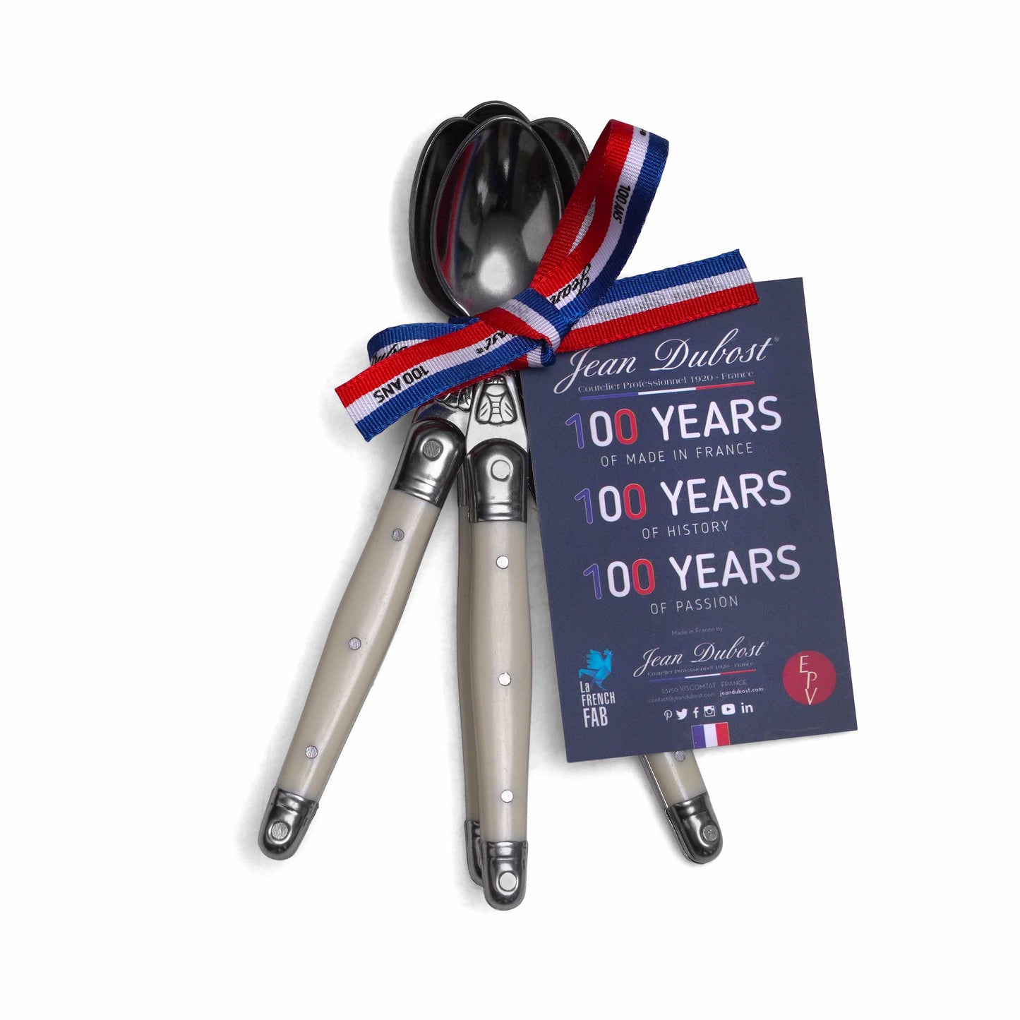 Set 4 Cucharas Moka Cinta Laguiole Jean Dubost1#Blanco