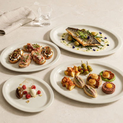Set 4 fuentes ovaladas 29 y 33 cm porcelana Windsor - Marfil Decoexpress-Fuentes