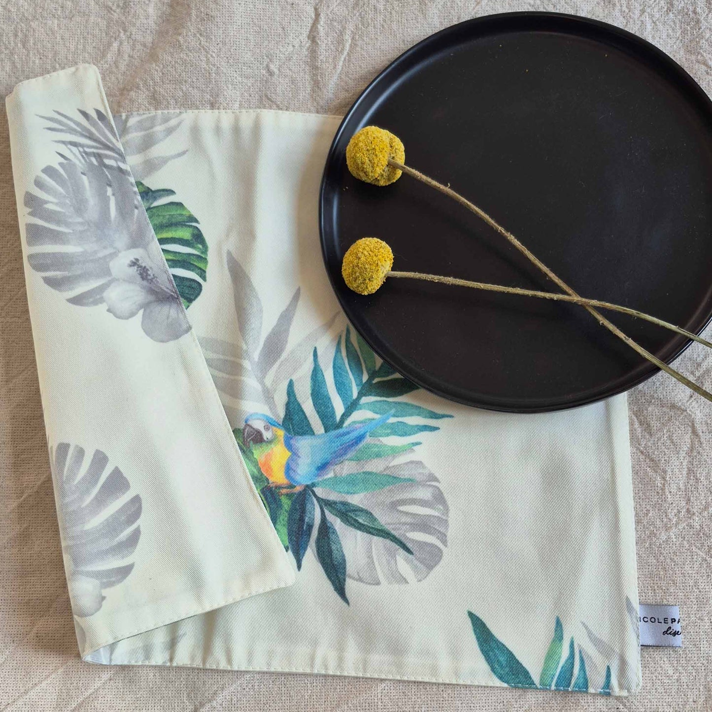 Set 4 Individuales Reversibles Tropical María Nicole Pauchard1#Azul / Azul