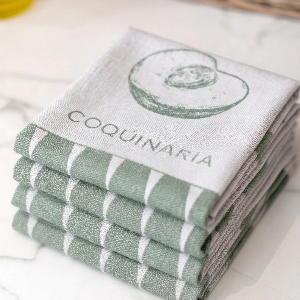 Set 4 Paños de Cocina Verdes Verduras Coquinaria-Paños