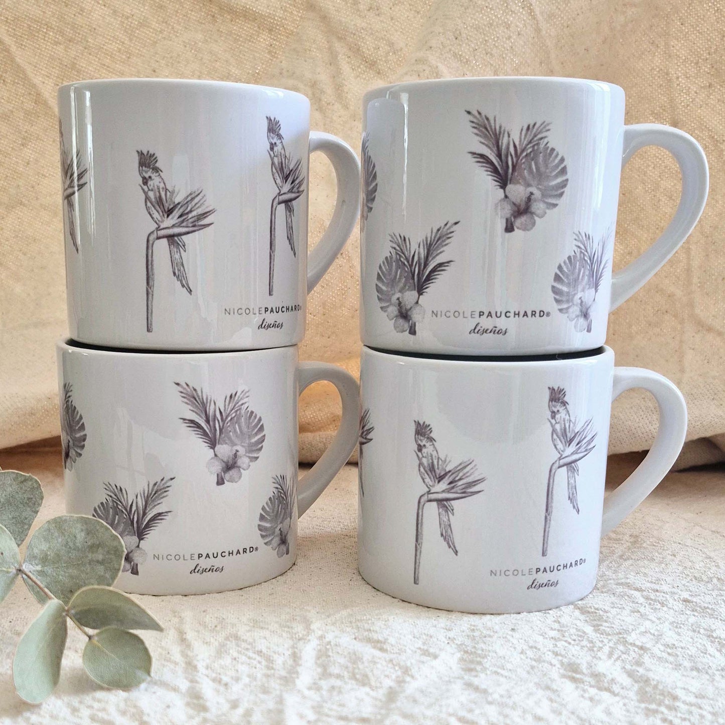 Set 4 Tazas 150ml Tropical Selva1#Blanco