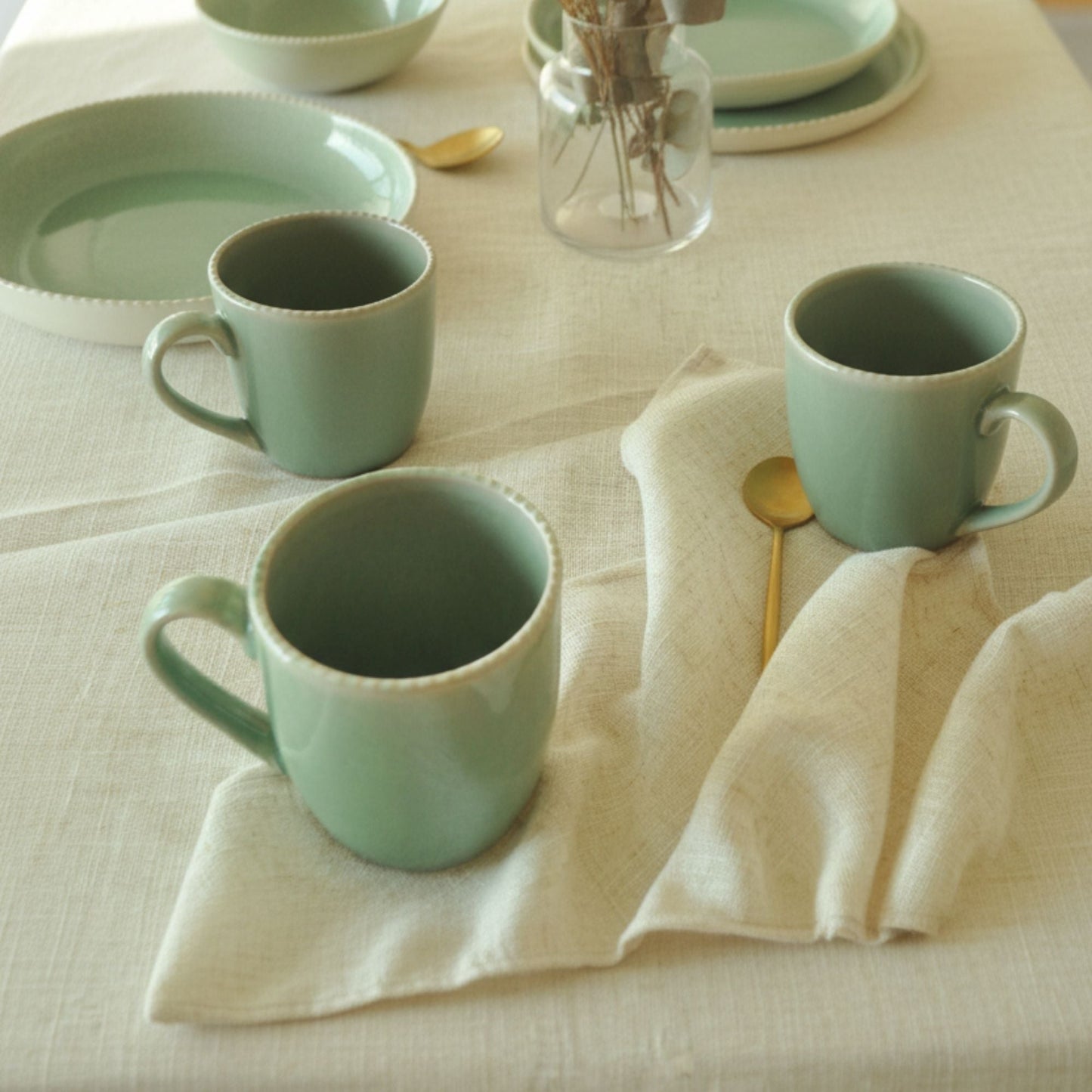 Set 4 Tazas Cerámica Sevilla Decoexpress1#Verde