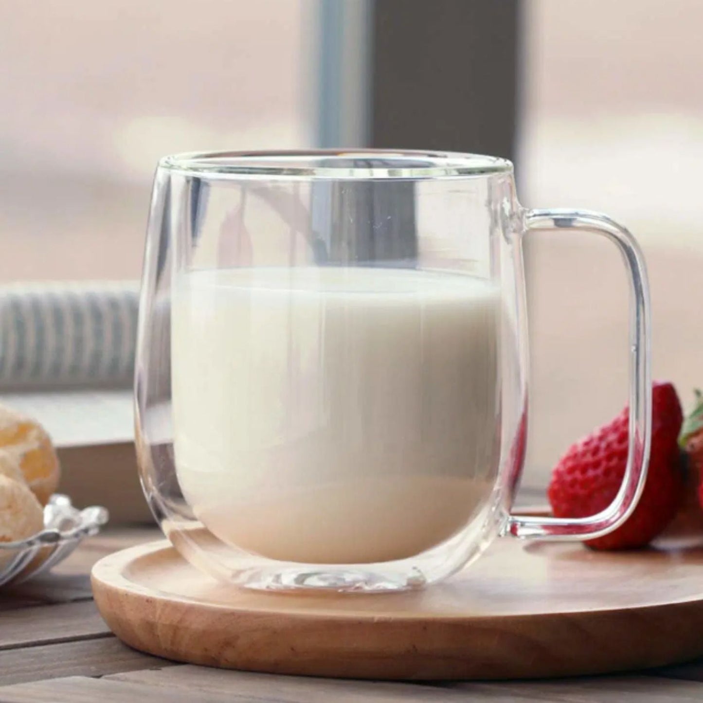 Set 4 Tazas Doble Pared  de Vidrio 350ml Santú Home & Deco3#Blanco