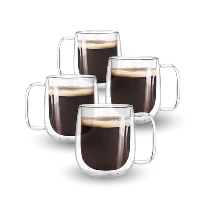 Set 4 Tazas Doble Pared  de Vidrio 350ml Santú Home & Deco8#Blanco