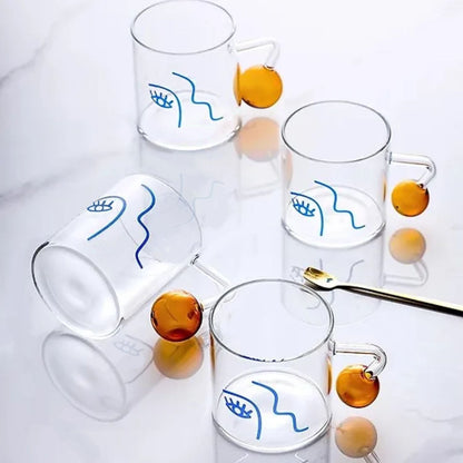 Set 4 Tazas Vidrio Diseño Arte 180ml Santú Home & Deco2#Blanco