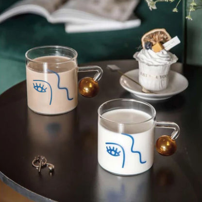 Set 4 Tazas Vidrio Diseño Arte 180ml Santú Home & Deco6#Blanco