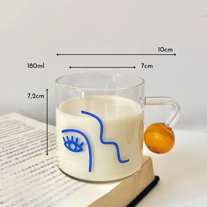 Set 4 Tazas Vidrio Diseño Arte 180ml Santú Home & Deco7#Blanco