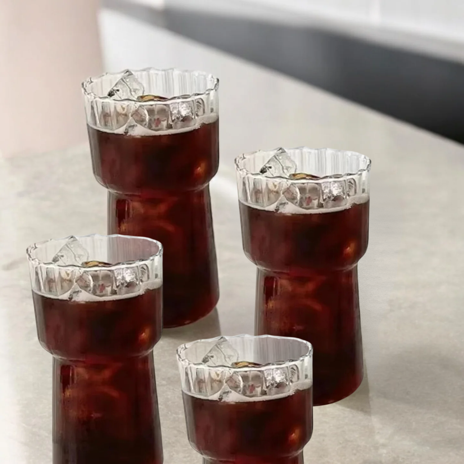 Set 4 Vasos Estriado Alto 590ml-Accesorios de Cocina