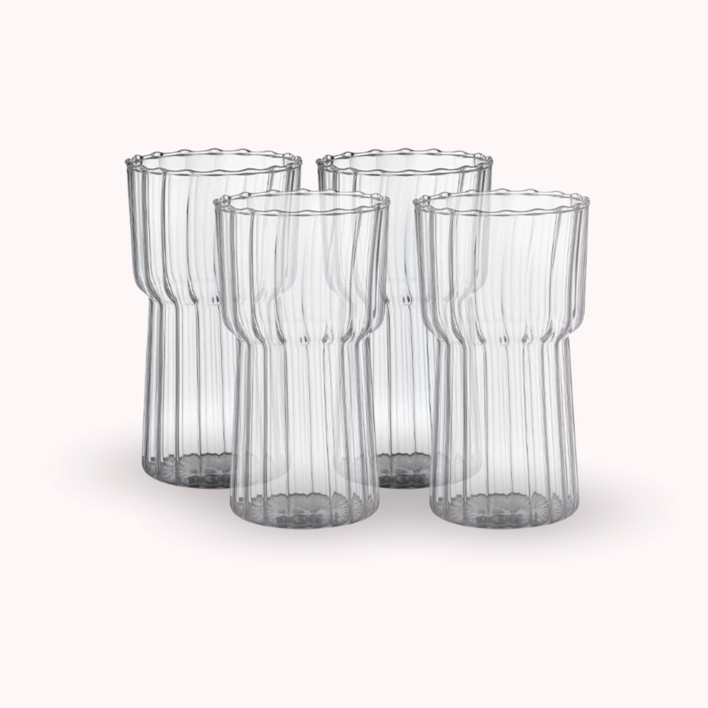 Set 4 Vasos Estriado Alto 590ml-Accesorios de Cocina
