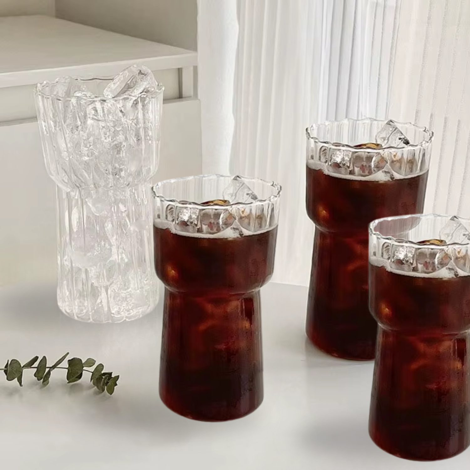 Set 4 Vasos Estriado Alto 590ml-Accesorios de Cocina