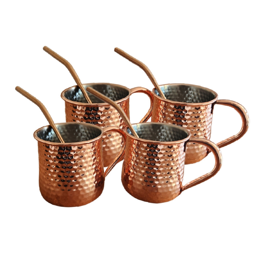 Set 4 Vasos Moscow Mule Mojito Mug Cobre + Bombillas1#Cobre