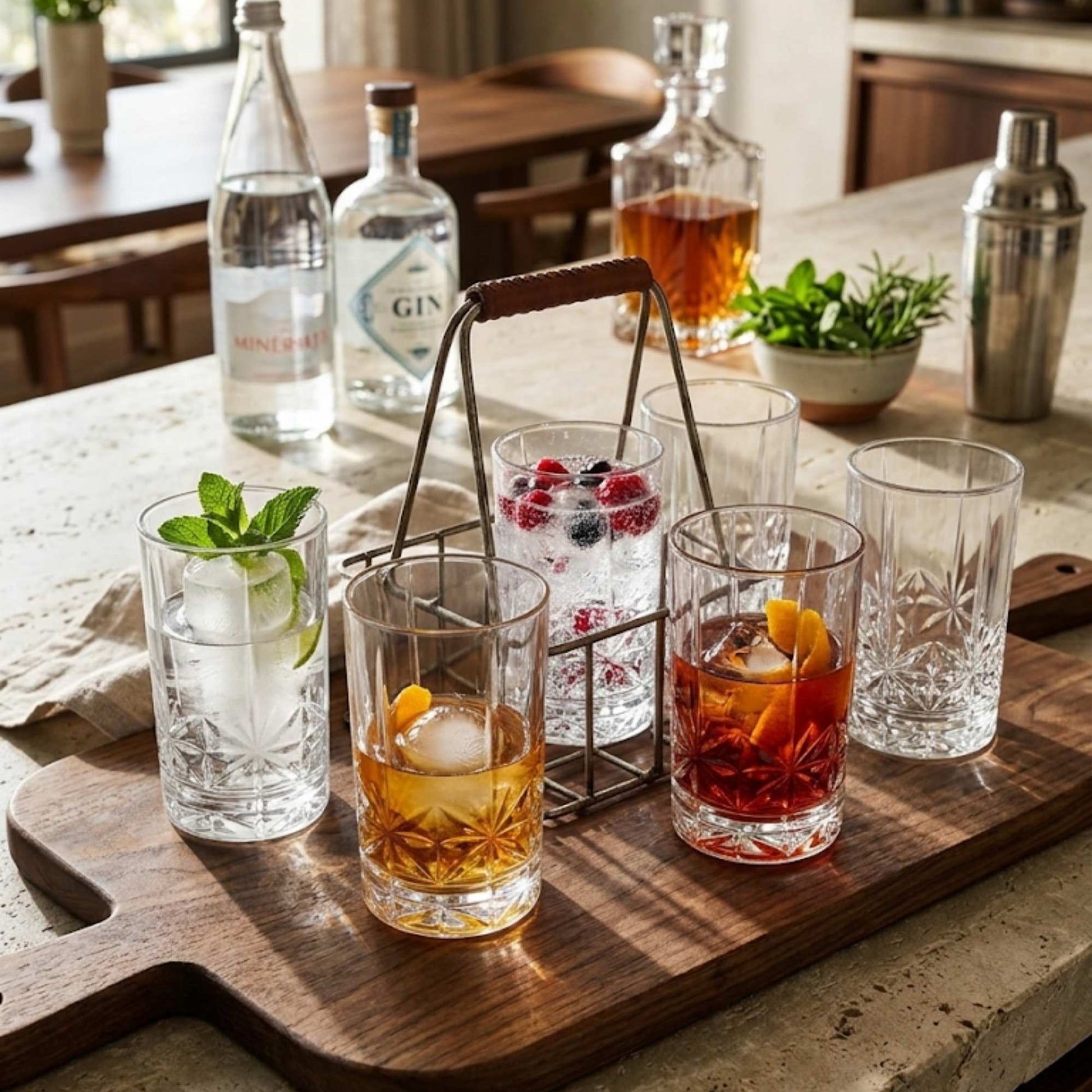 Set 4 Vasos Tallados Longdrink 500 ml Decoexpress-Vasos