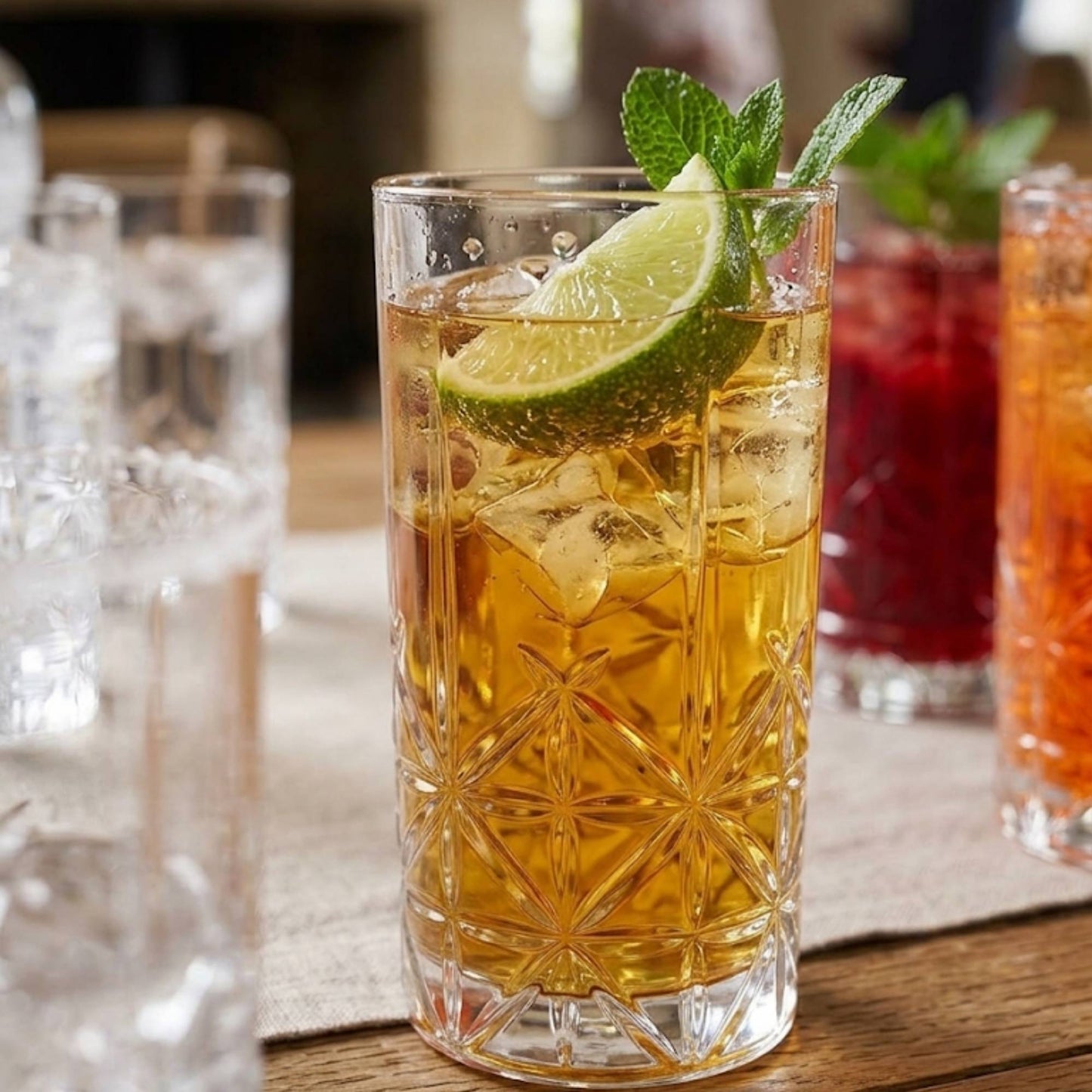 Set 4 Vasos Tallados Longdrink 500 ml Decoexpress-Vasos