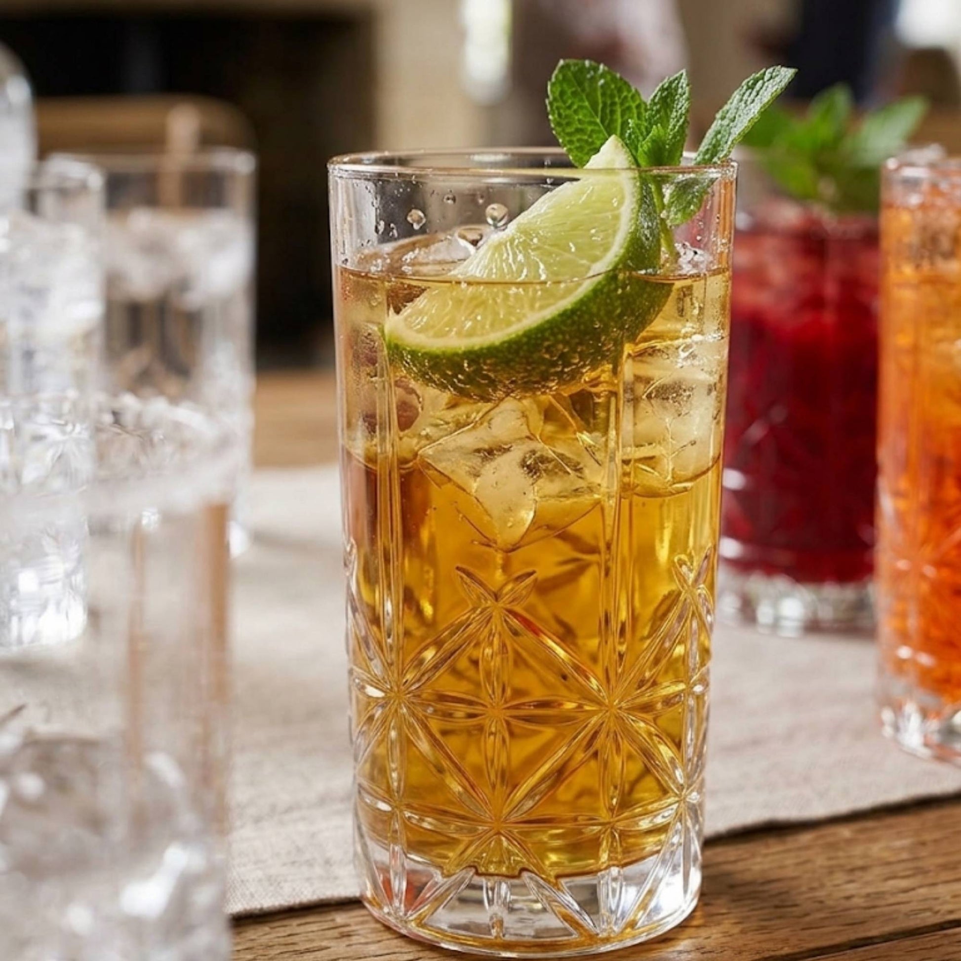 Set 4 Vasos Tallados Longdrink 500 ml Decoexpress-Vasos