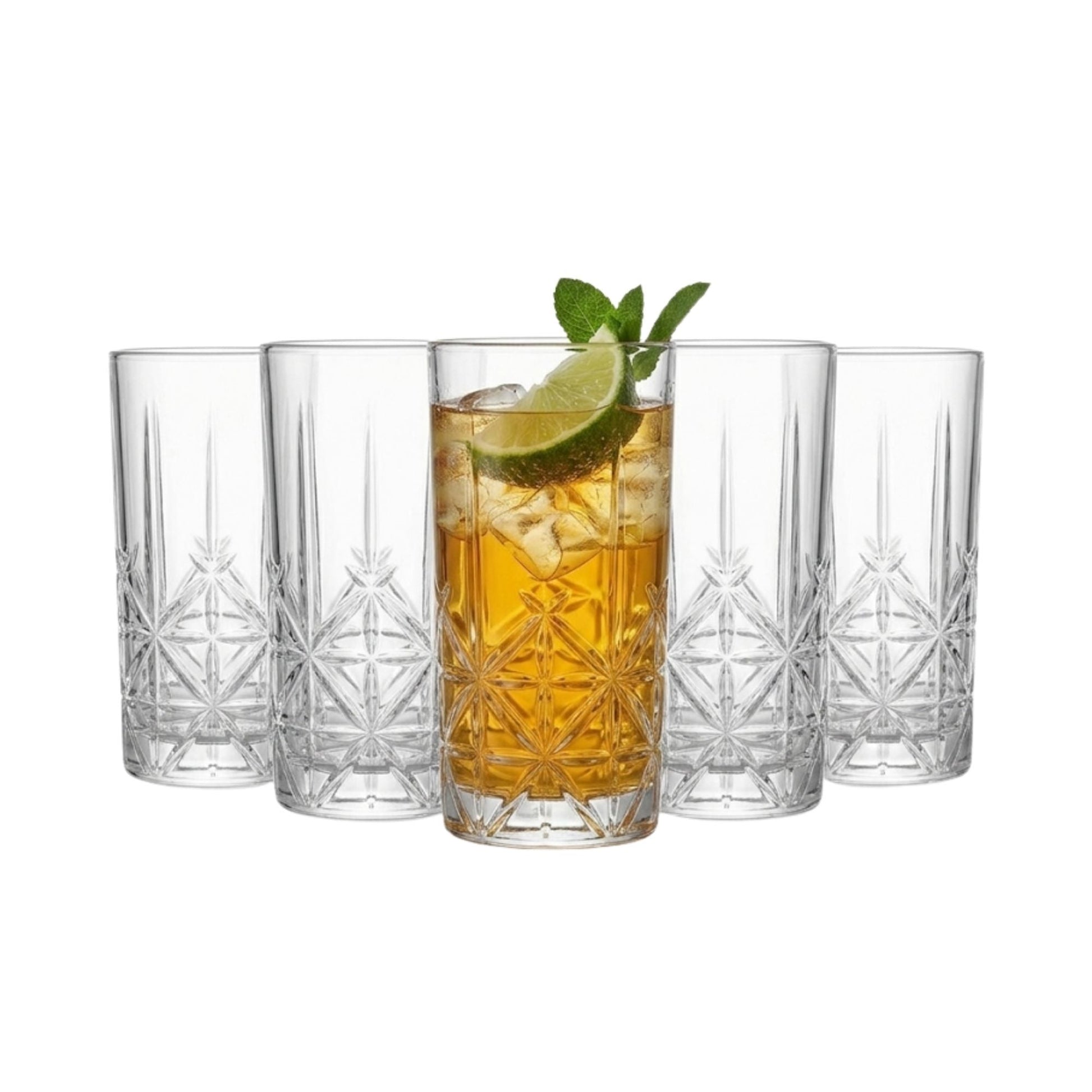 Set 4 Vasos Tallados Longdrink 500 ml Decoexpress-Vasos