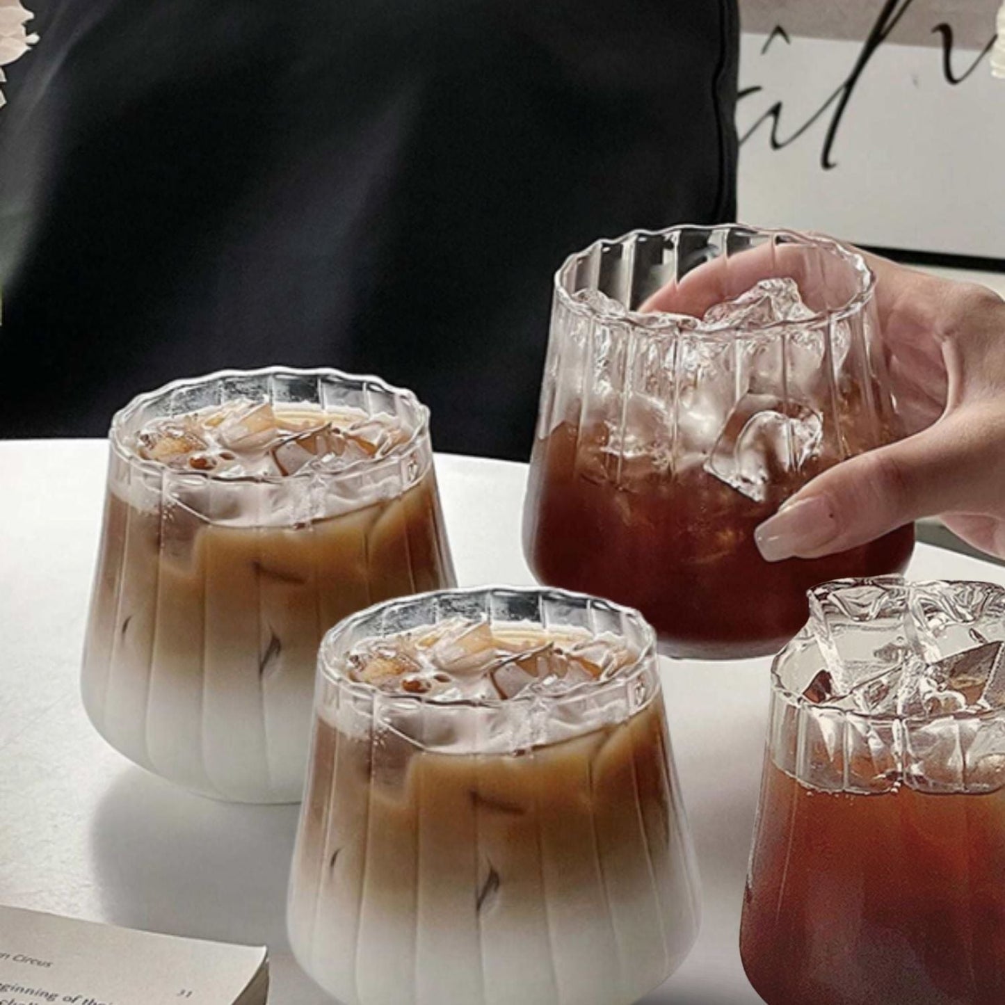 Set 4 Vasos Vidrio Acanalado 325ml Santú Home & Deco2#Blanco