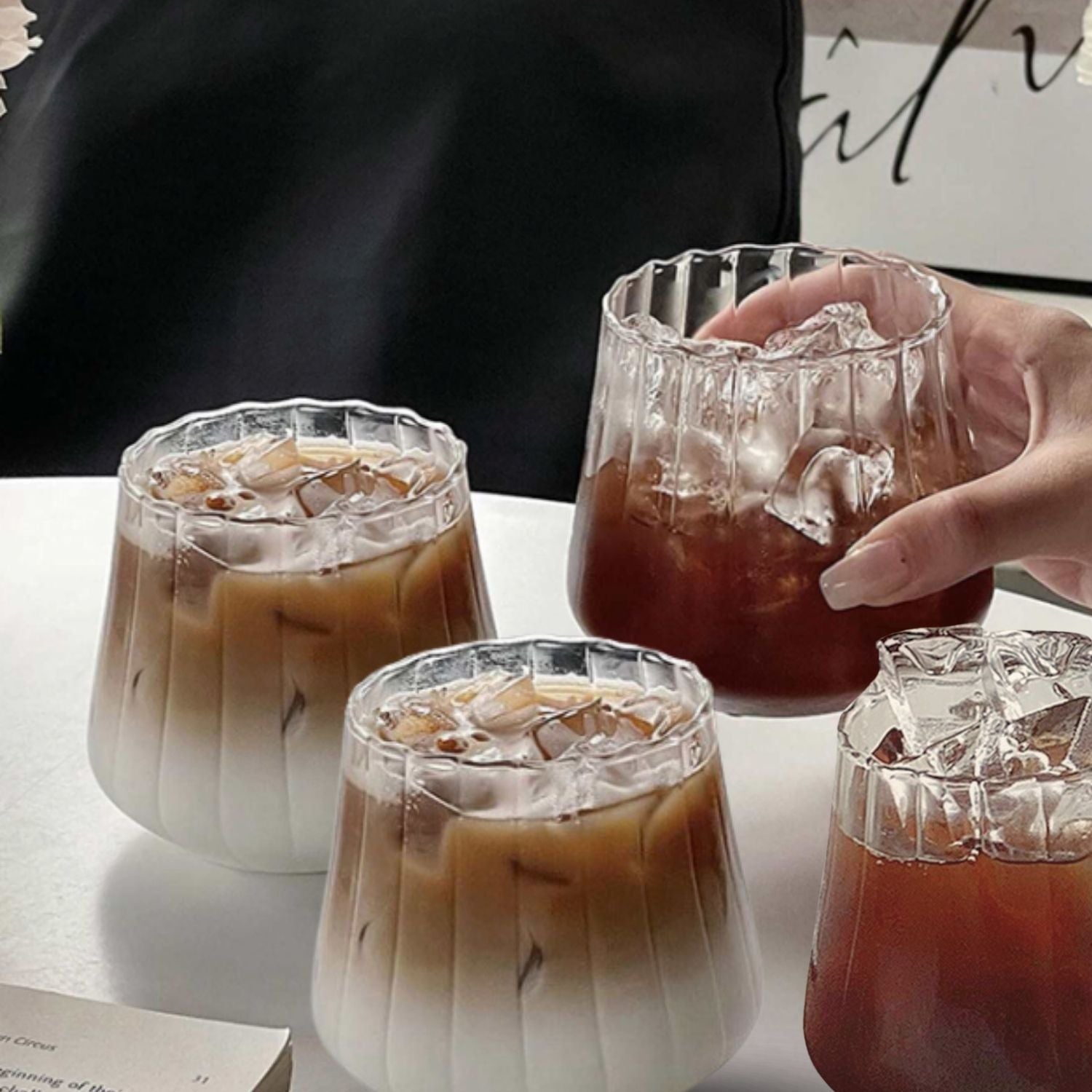 Set 4 Vasos Vidrio Acanalado 325ml Santú Home & Deco2#Blanco