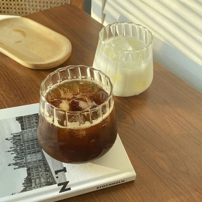 Set 4 Vasos Vidrio Acanalado 325ml Santú Home & Deco4#Blanco