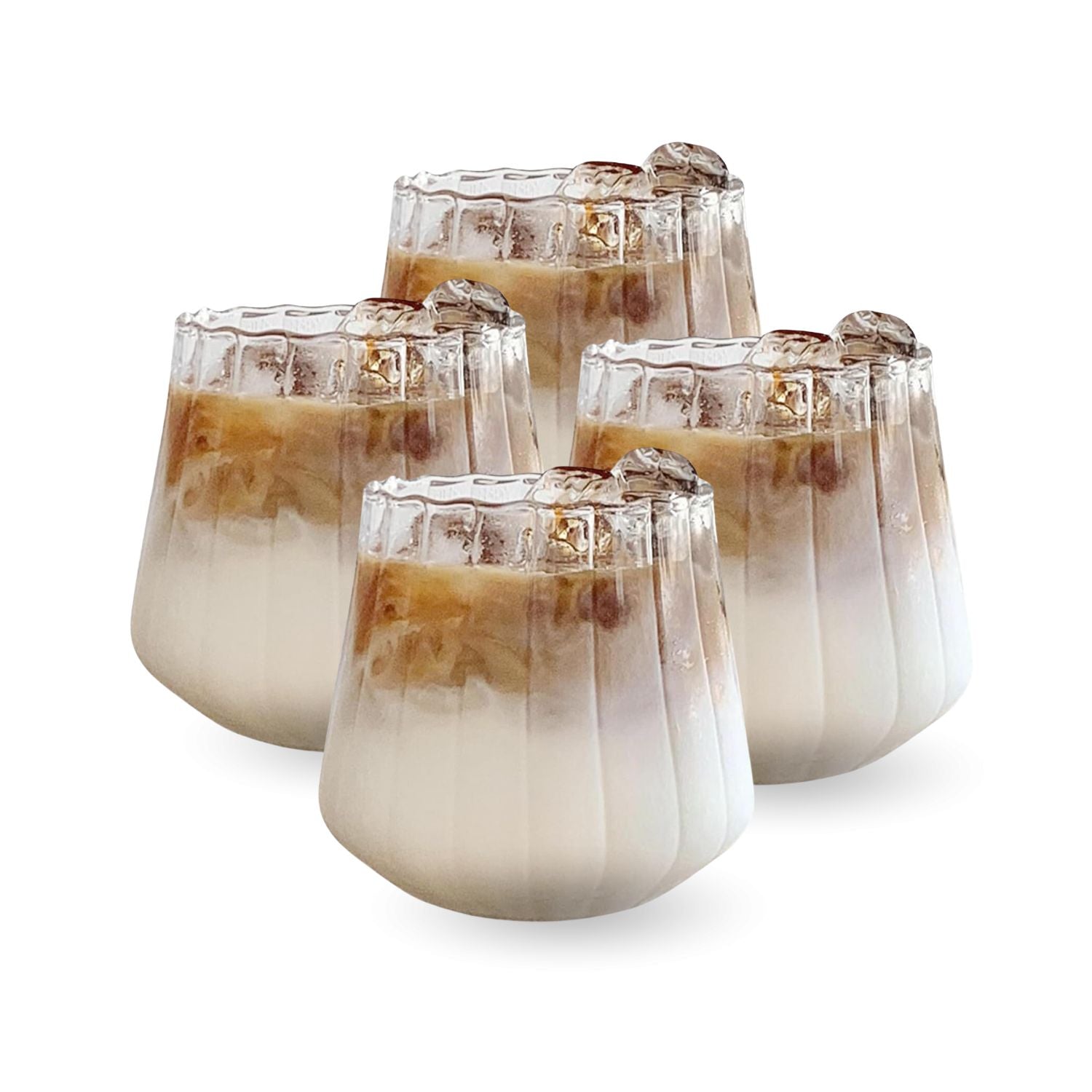 Set 4 Vasos Vidrio Acanalado 325ml Santú Home & Deco8#Blanco