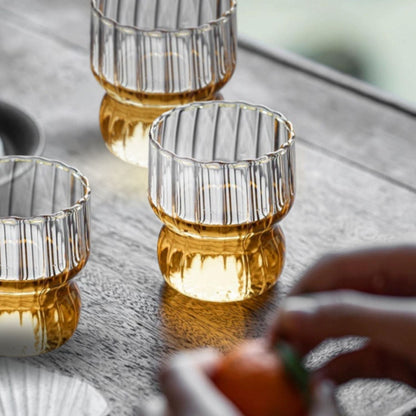 Set 4 Vasos Vidrio Anchos Lineas 250ml Santú Home & Deco3#Blanco