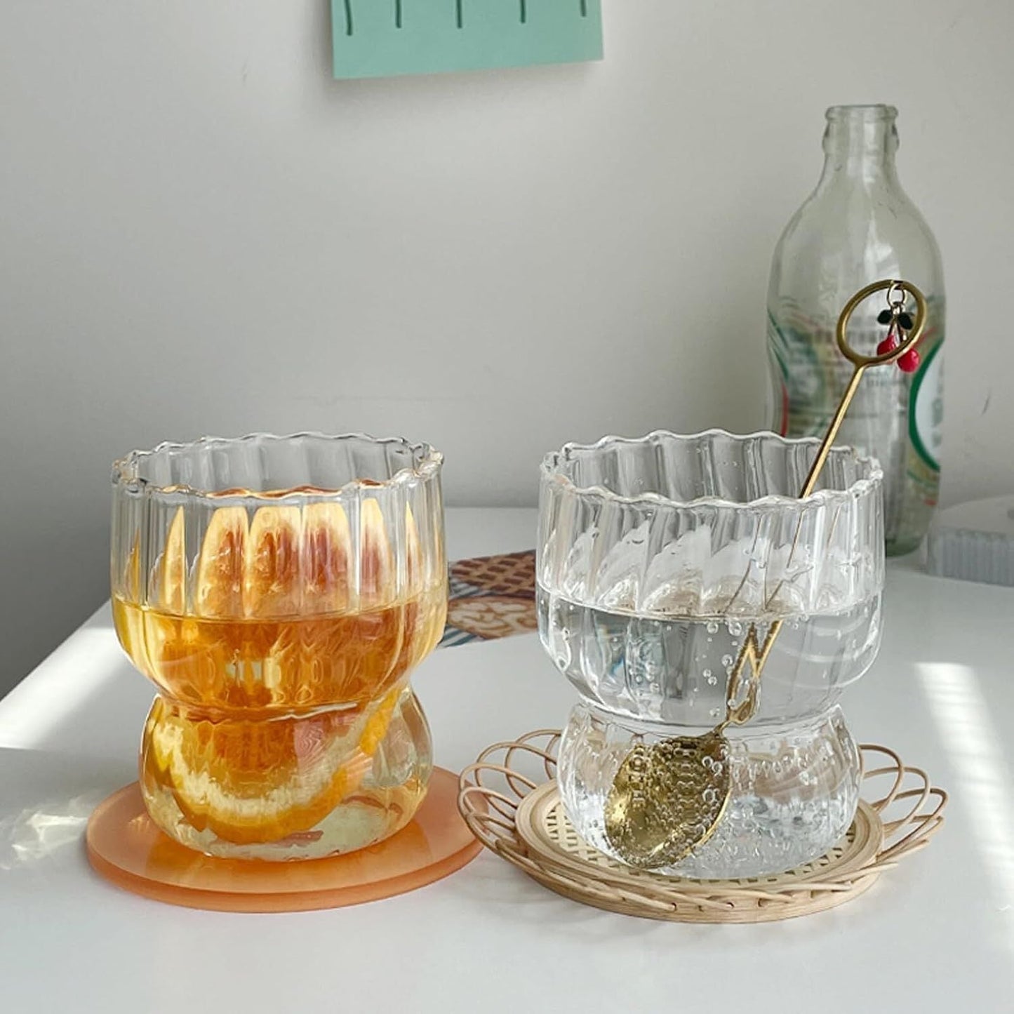 Set 4 Vasos Vidrio Anchos Lineas 250ml Santú Home & Deco5#Blanco