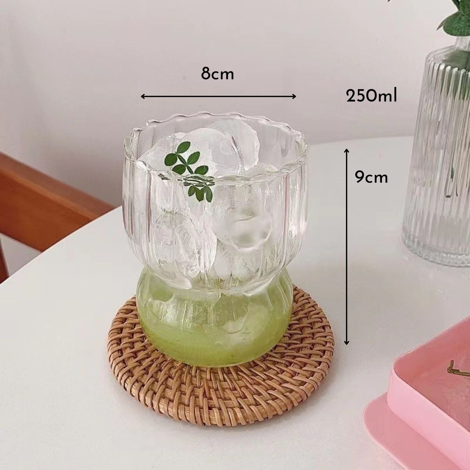 Set 4 Vasos Vidrio Anchos Lineas 250ml Santú Home & Deco8#Blanco