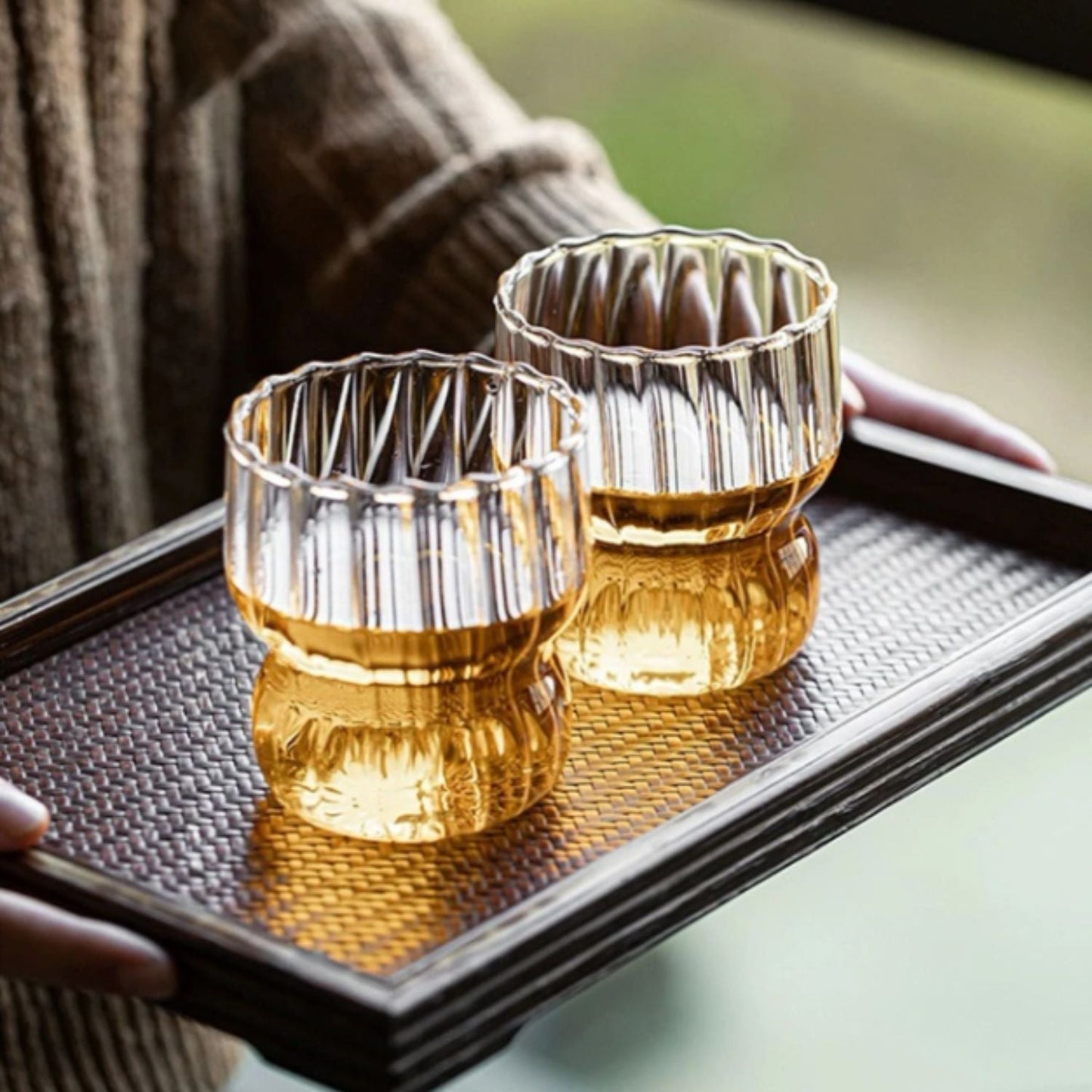 Set 4 Vasos Vidrio Anchos Lineas 250ml Santú Home & Deco1#Blanco