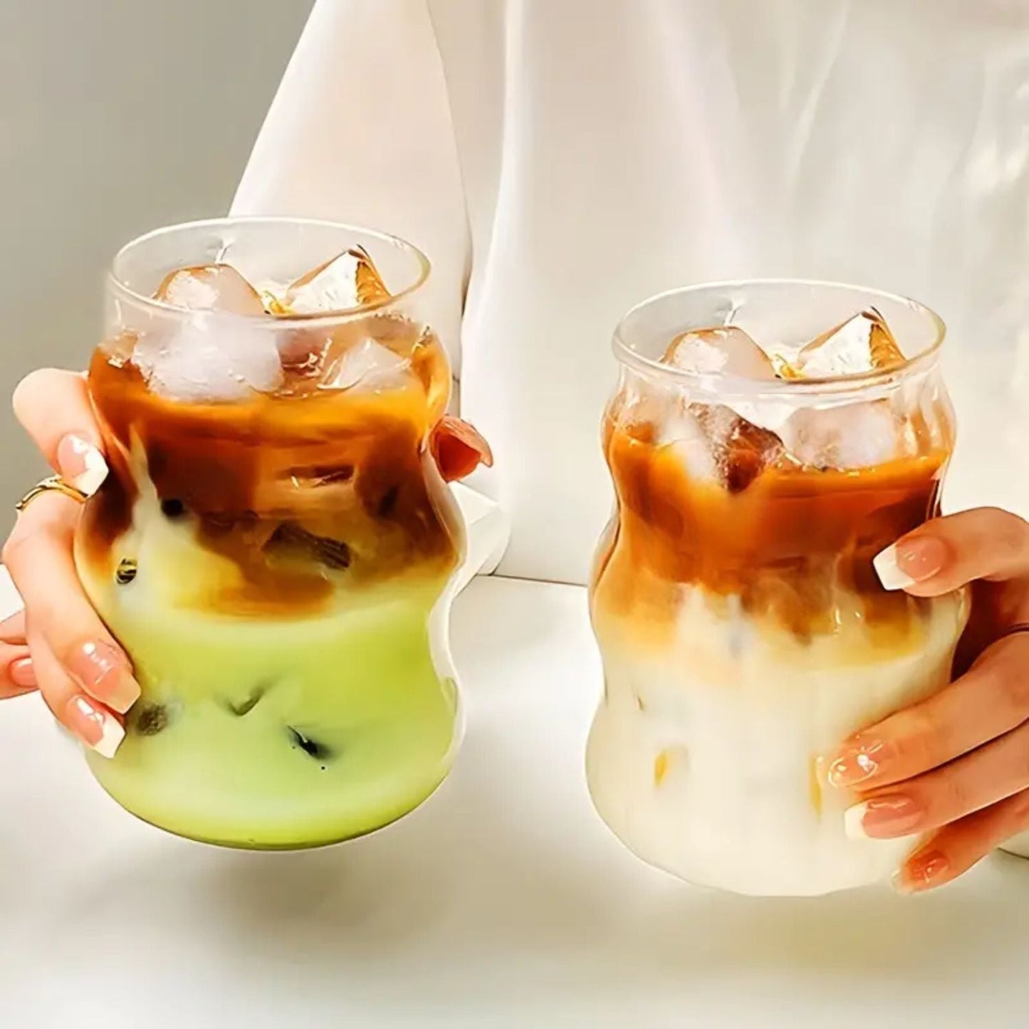 Set 4 Vasos Vidrio Diseño Ondas 510ml Santú Home & Deco4#Blanco