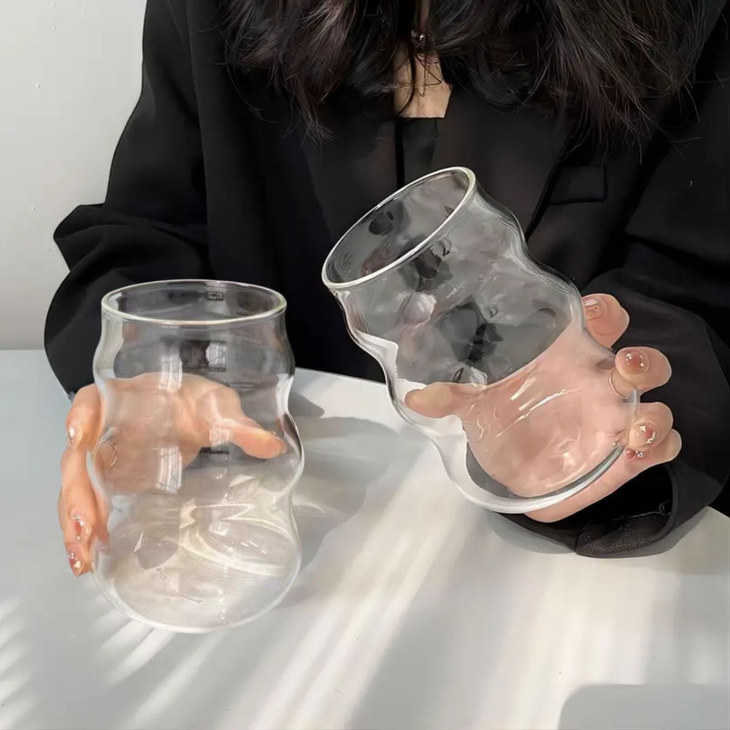 Set 4 Vasos Vidrio Diseño Ondas 510ml Santú Home & Deco6#Blanco