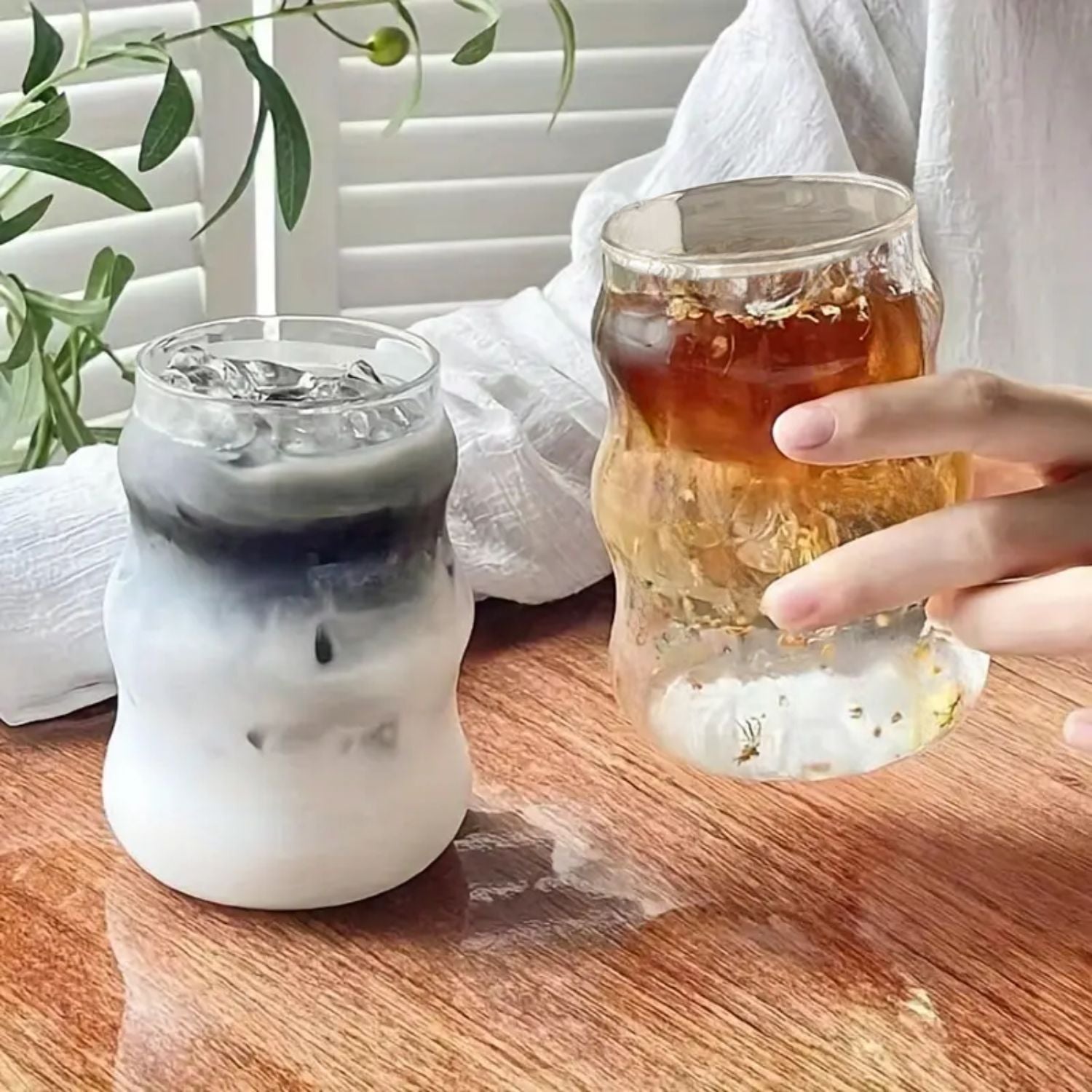 Set 4 Vasos Vidrio Diseño Ondas 510ml Santú Home & Deco7#Blanco