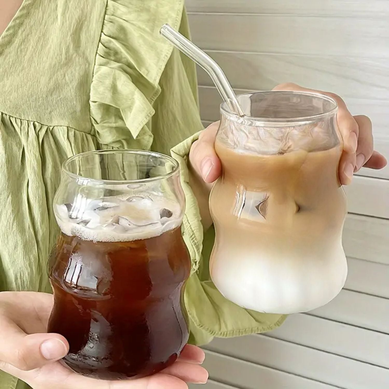 Set 4 Vasos Vidrio Diseño Ondas 510ml Santú Home & Deco9#Blanco