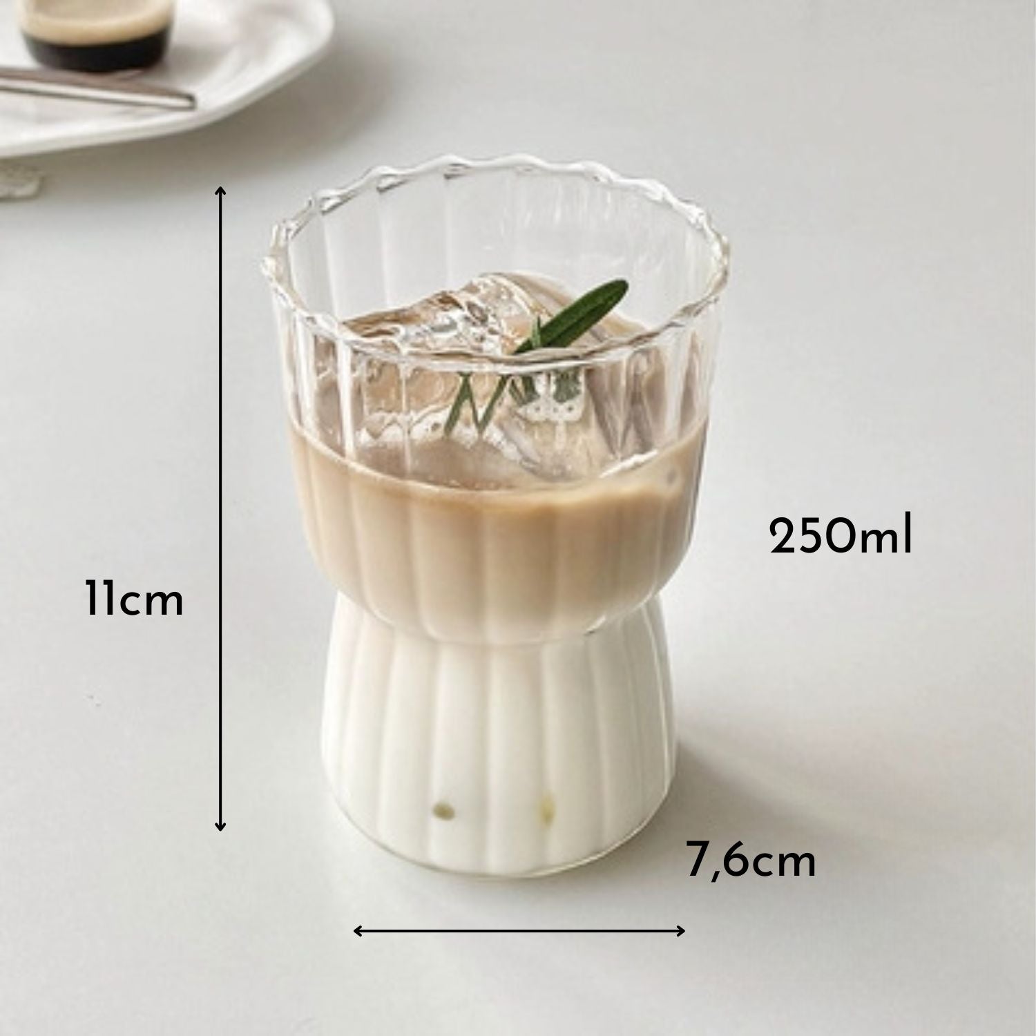 Set 4 Vasos Vidrio Estriados 250ml Santú Home & Deco4#Blanco