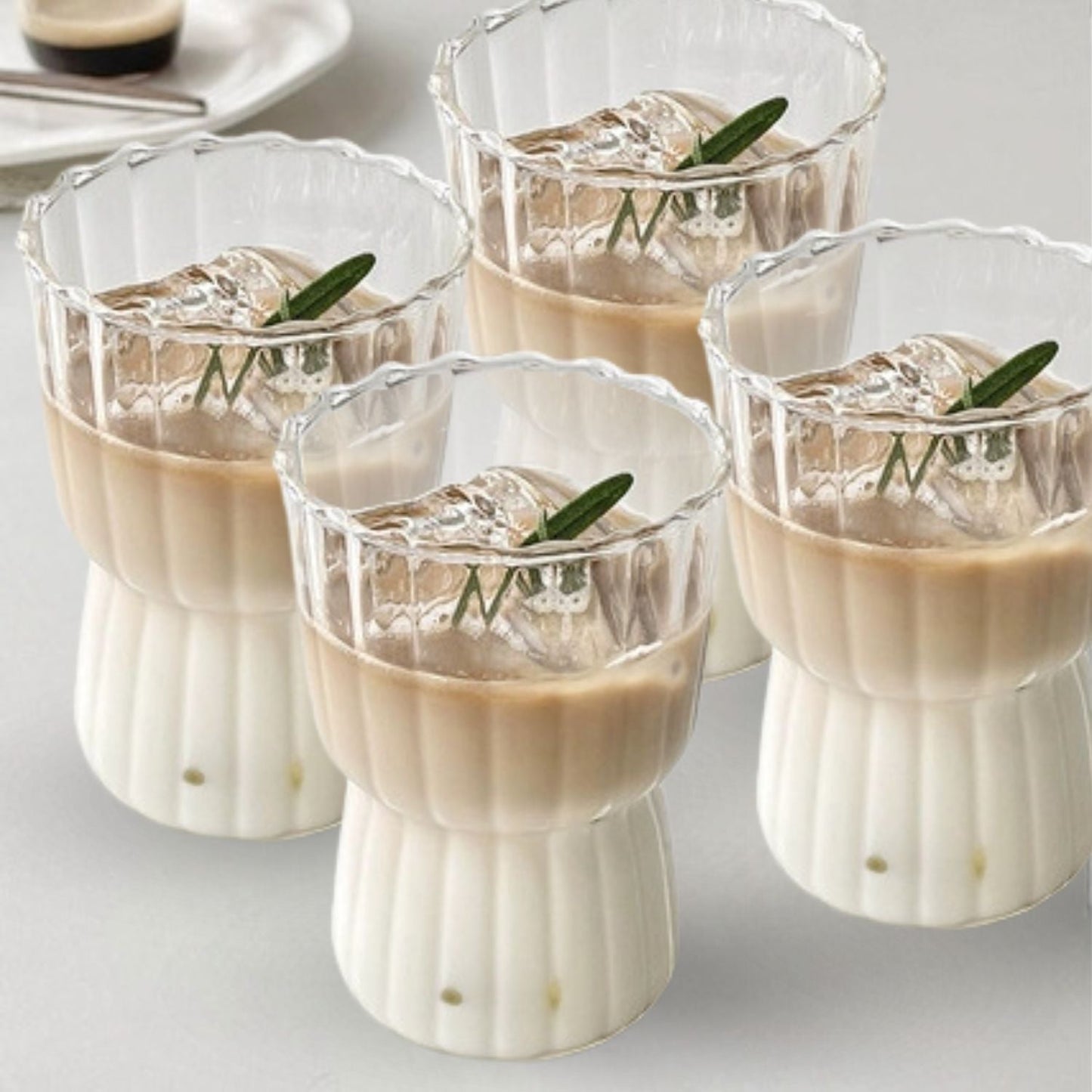 Set 4 Vasos Vidrio Estriados 250ml Santú Home & Deco1#Blanco