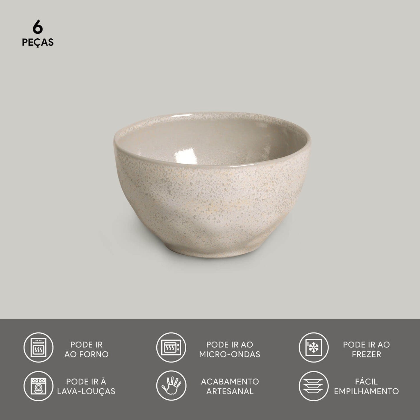 Set 6 Bowl Latte 558 ML Aires Deco Home3#Beige