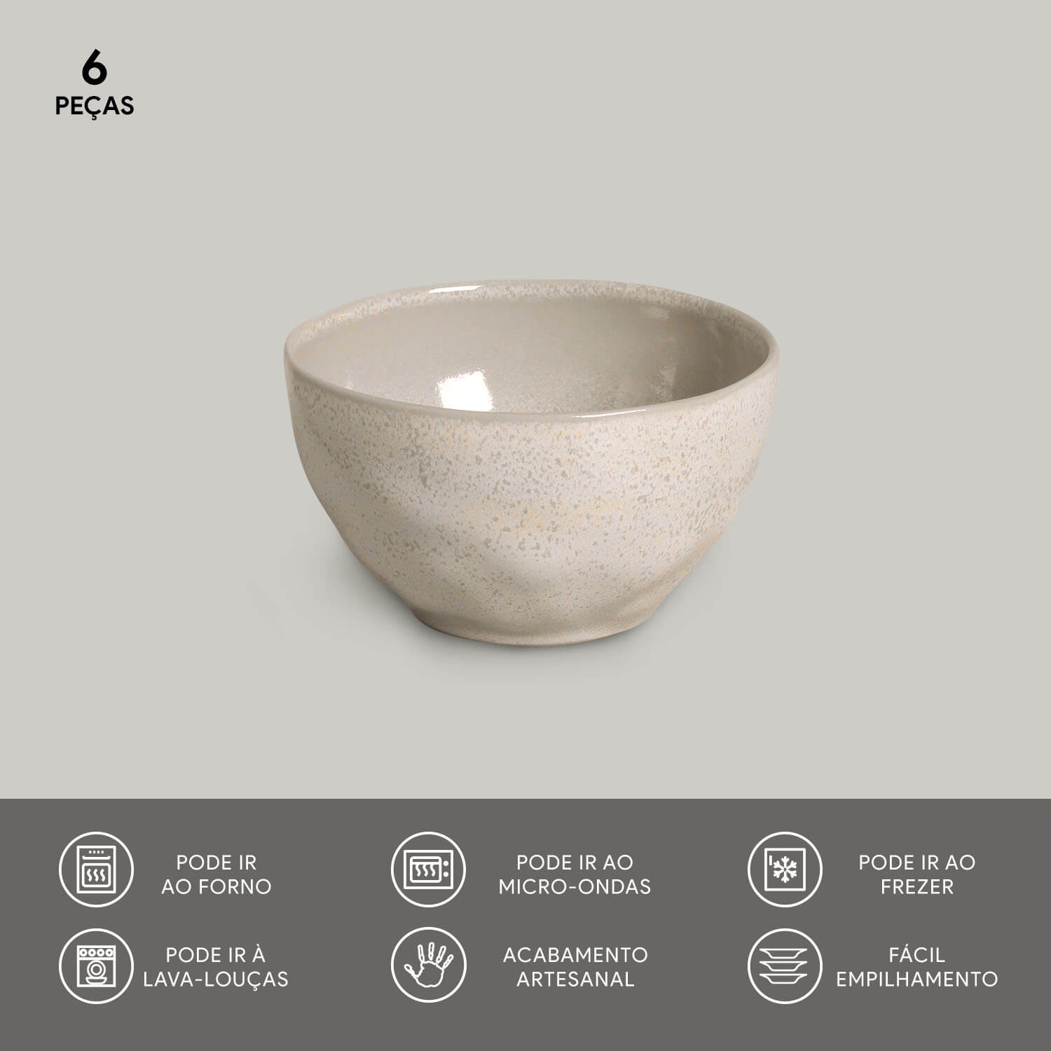 Set 6 Bowl Latte 558 ML Aires Deco Home3#Beige