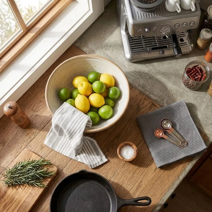 Set 6 Paños de Cocina 100% algodón 50x70 cm - Lineas Gris 200GR-Paños