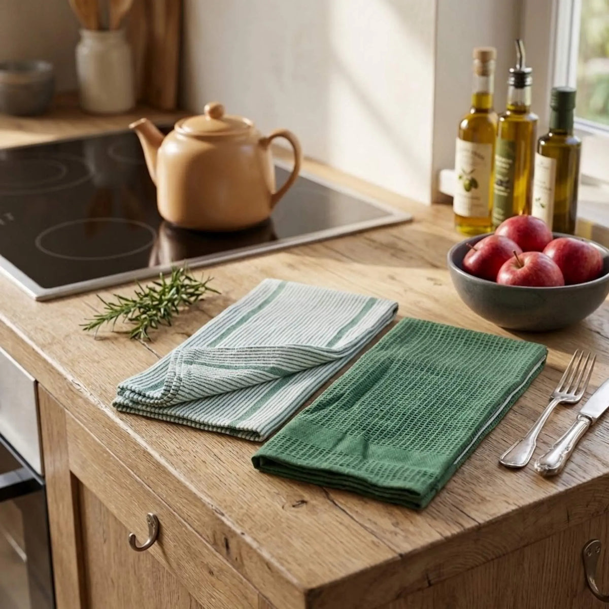 Set 6 Paños de Cocina 100% algodón 50x70 cm - Verde 200GR-Paños