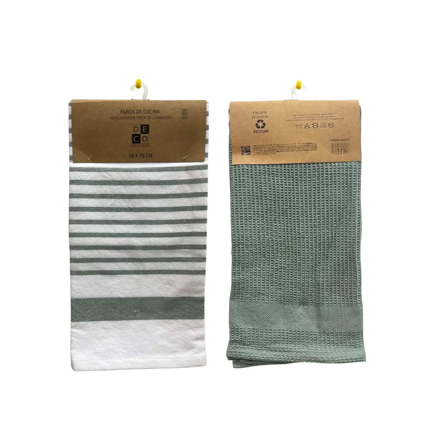 Set 6 Paños de Cocina 100% algodón 50x70 cm - Verde Olivo 200GR-Paños