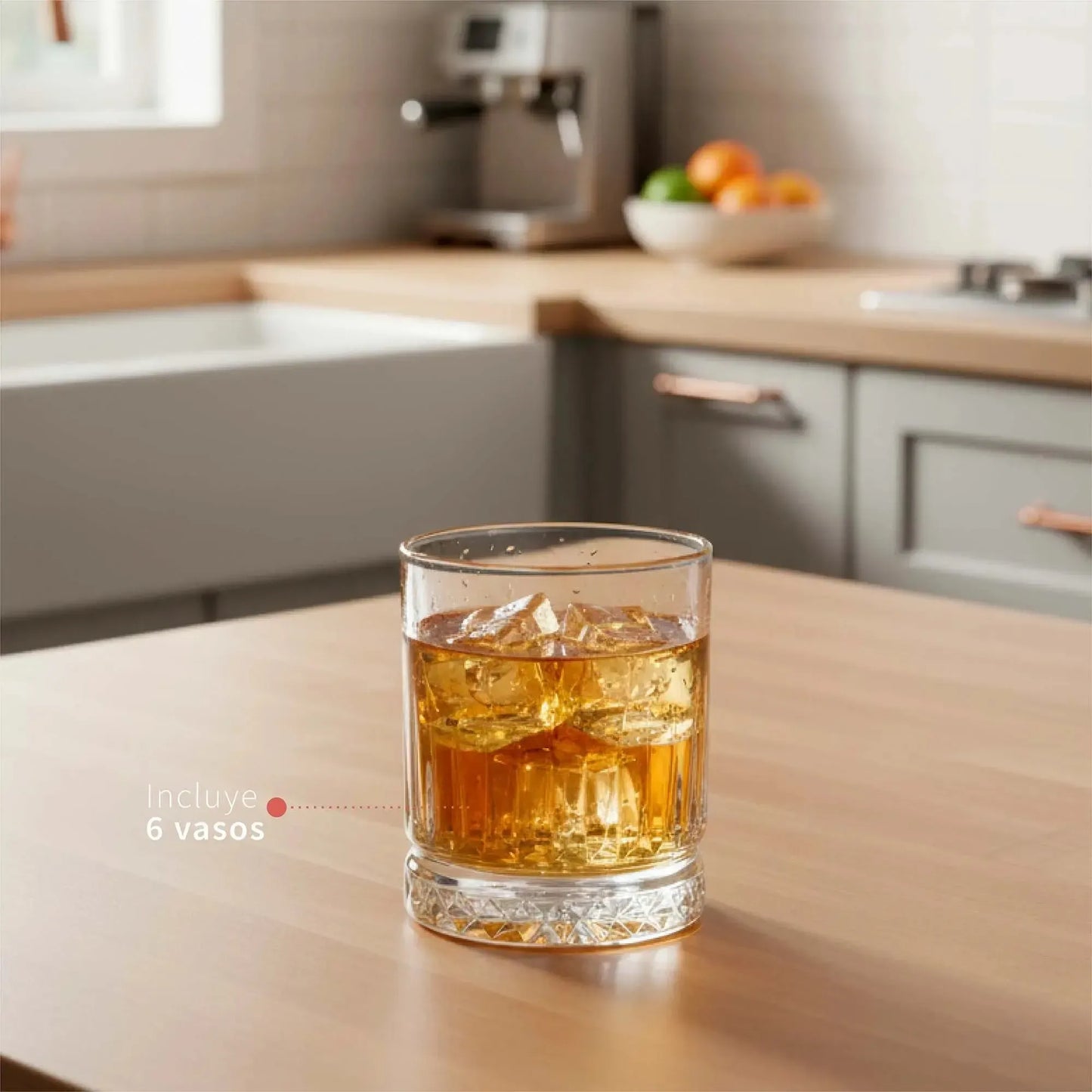 Set 6 Vasos Cortos 380ml Vidrio Ginebra Simplit7#Sin color