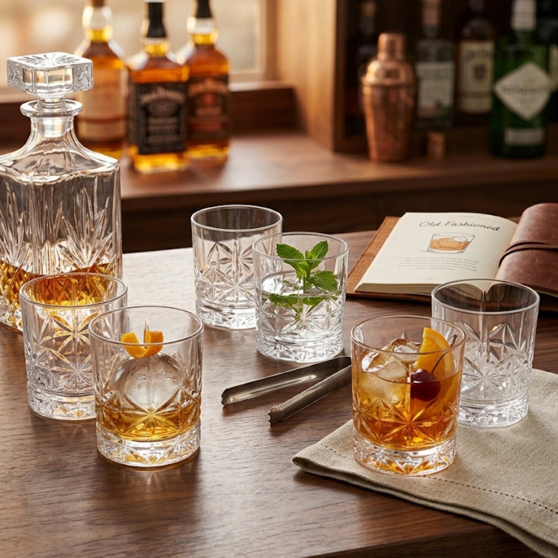 Set 6 Vasos Double Old Fashioned Tallados 377 ml Decoexpress-Vasos