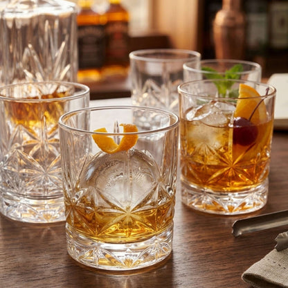Set 6 Vasos Double Old Fashioned Tallados 377 ml Decoexpress-Vasos