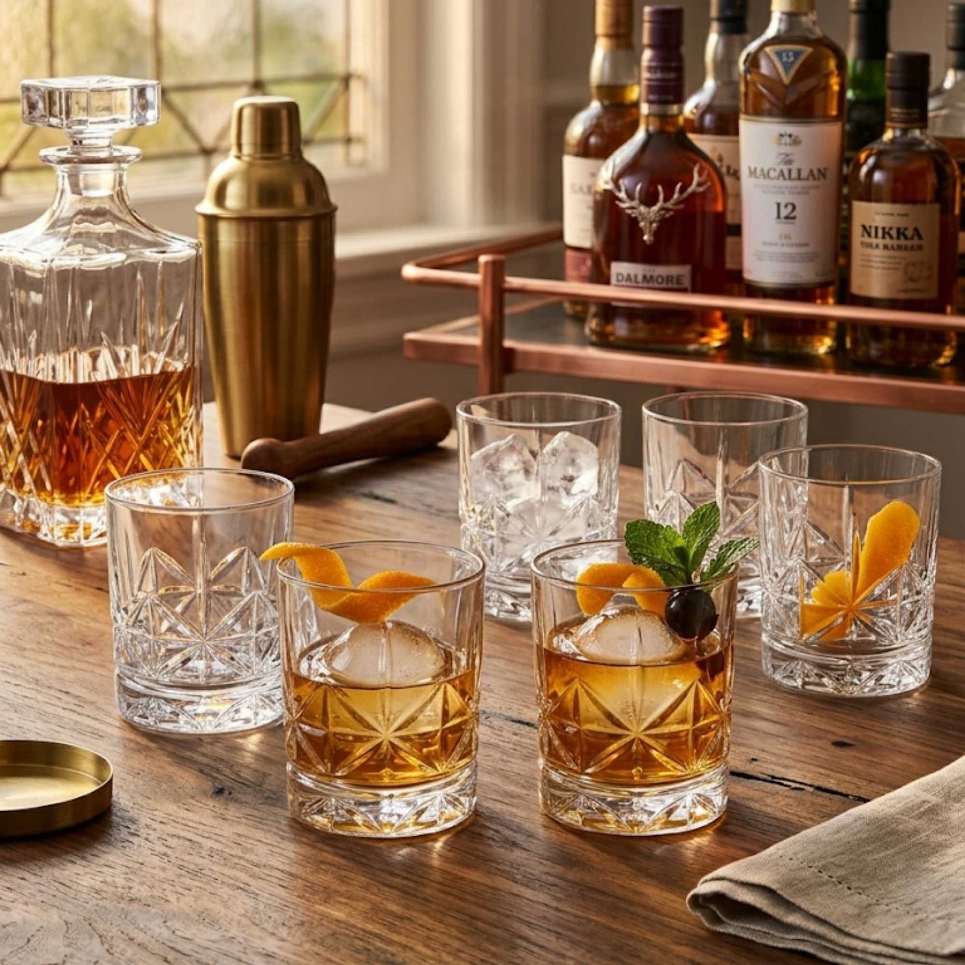 Set 6 Vasos Double Old Fashioned Tallados 377 ml Decoexpress-Vasos