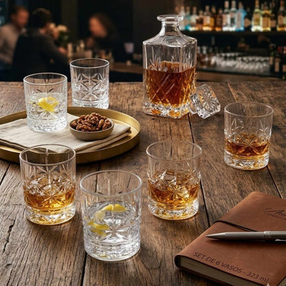 Set 6 Vasos Old Fashioned Tallados 323 ml Decoexpress-Vasos