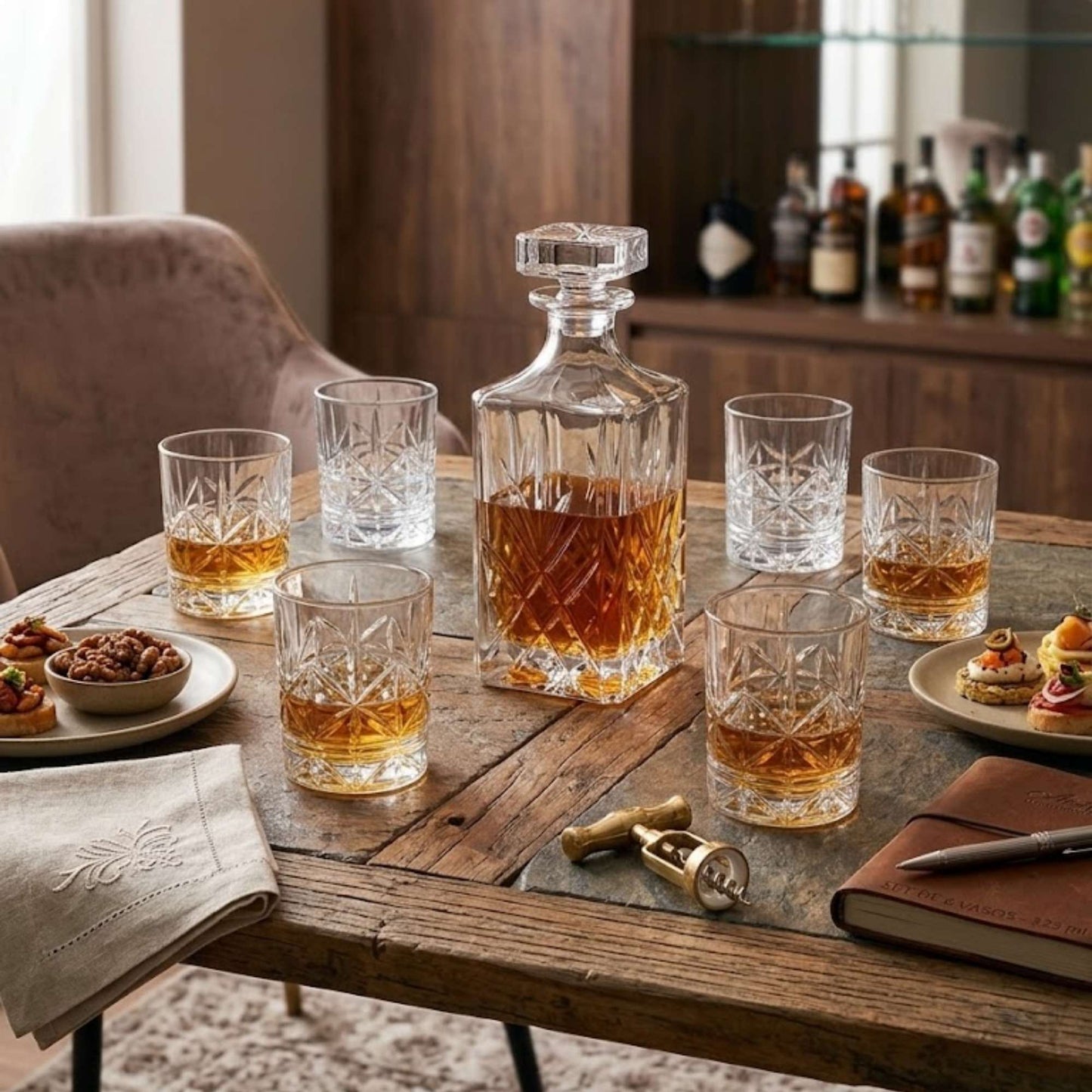 Set 6 Vasos Old Fashioned Tallados 323 ml Decoexpress-Vasos
