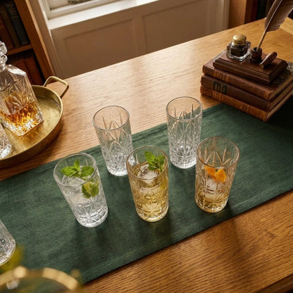 Set 6 Vasos Tallados Alto Highball 360 ml Decoexpress-Vasos