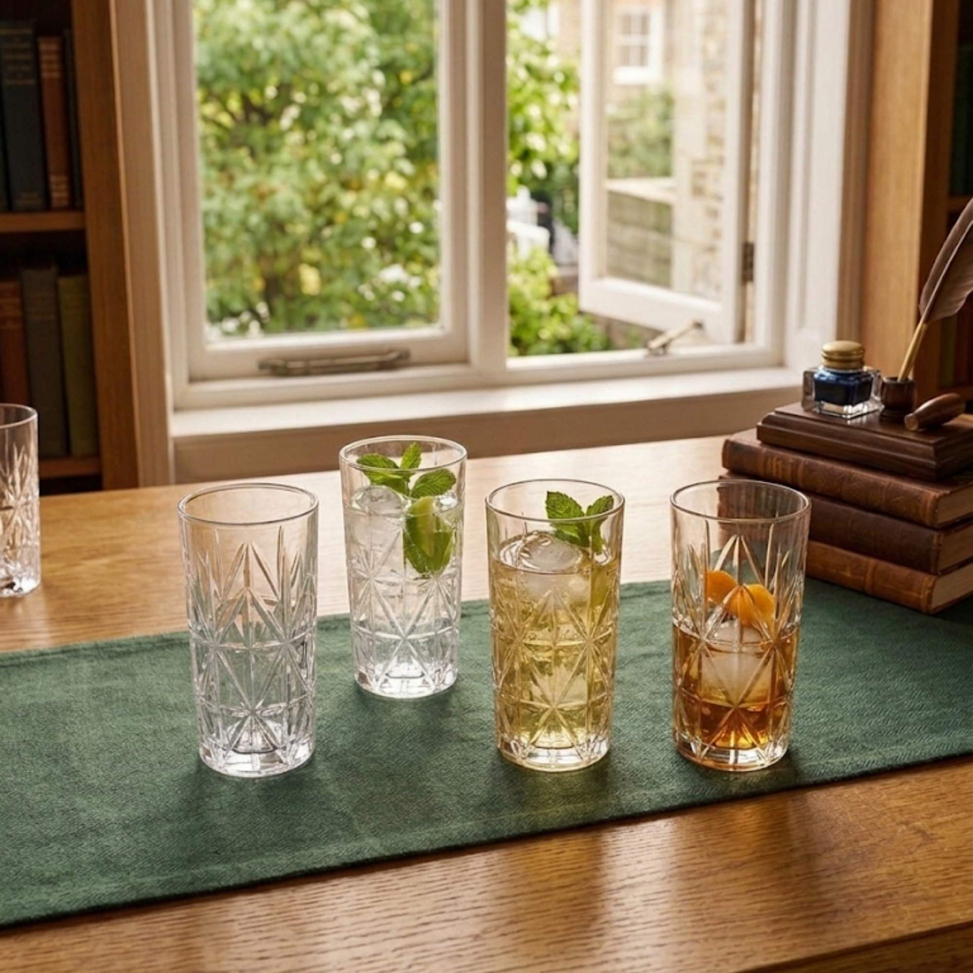 Set 6 Vasos Tallados Alto Highball 360 ml Decoexpress-Vasos