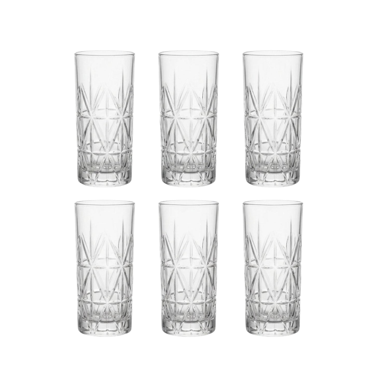 Set 6 Vasos Tallados Alto Highball 360 ml Decoexpress-Vasos