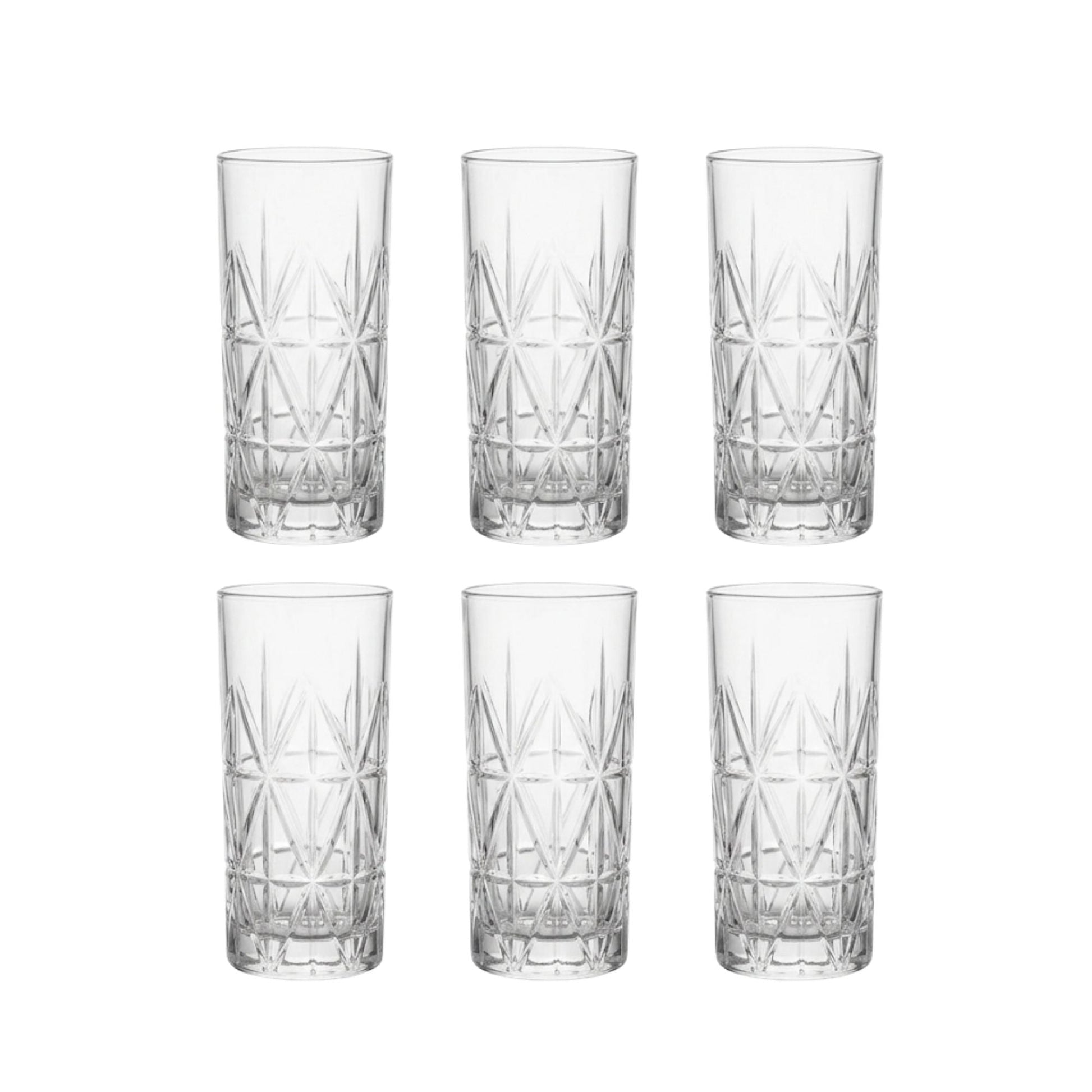 Set 6 Vasos Tallados Alto Highball 360 ml Decoexpress-Vasos